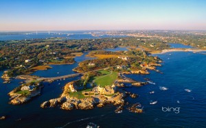 Aerial view near Ocean Drive in Newport, Rhode Island