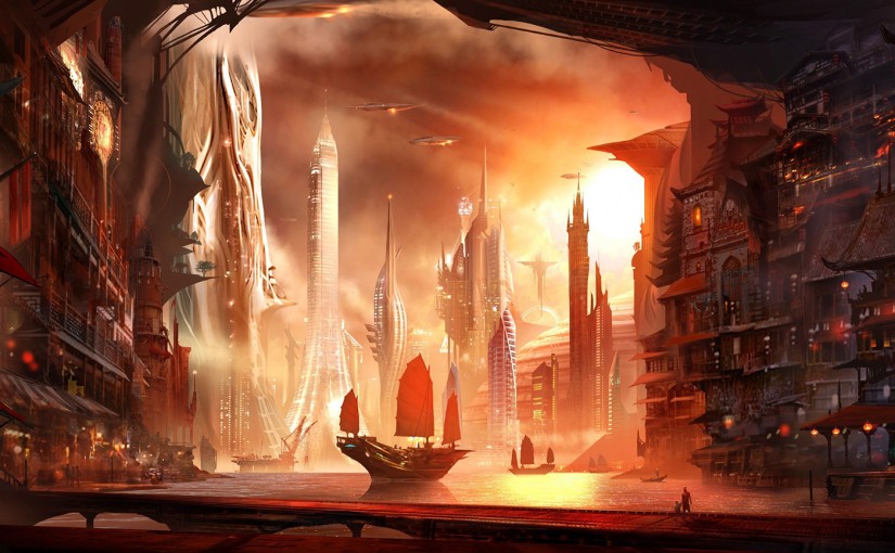 Fantasy city hd wallpaper 2560×1600