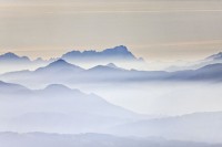 mountains in mist wallpaper